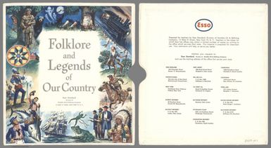 (Covers to) Folklore and legends of our country. Soltesz. (Copyright) 1960, Esso Standard; Division of Humble Oil & Refining company, 15 West 51 Street, New York 19, N.Y. (Insets: Alaska and Hawaii). (On verso: pictorial road map of Atlantic and Gulf states), (with text) Treasuries of America. (Cover title) Folklore and legends of our country.