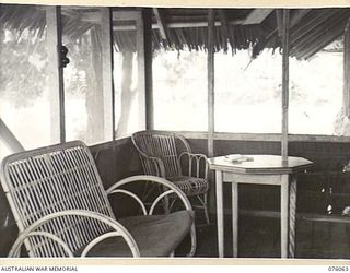 LAE, NEW GUINEA. 1944-09-21. A SECTION OF THE INTERIOR OF THE QUARTERS BUILT FOR GENERAL SIR THOMAS BLAMEY, CBE, KCB, CMG, DSO, VD, COMMANDER, ALLIED LAND FORCES, SOUTH WEST PACIFIC AREA