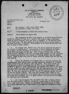 COM LCI(G) GR 37 - Rep of ops off Guam Is, Marianas, August 44