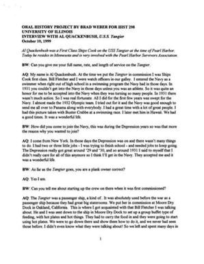 Oral History Interview with Al Quackenbush, October 10, 1999