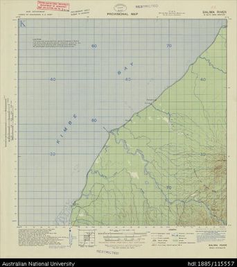 Papua New Guinea, New Britain, Balima River, Provisional map, Sheet B56/5, 1943, 1:63 360