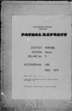 Patrol Reports. Morobe District, Wasu, 1969 - 1970