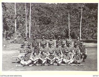 TOROKINA, BOUGAINVILLE. 1945-10-07. MEMBERS OF 13 PLATOON, C COMPANY, 24 INFANTRY BATTALION, 15 INFANTRY BRIGADE. (FOR IDENTIFICATION OF 24 NAMED PERSONNEL REFER TO PROVISIONAL CAPTION OR NAME ..