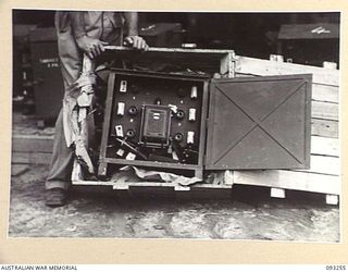 TOROKINA, BOUGAINVILLE, 1945-06-21. DAMAGED EQUIPMENT RECEIVED BY 16 ADVANCED ORDNANCE DEPOT. THE DAMAGE WAS DUE TO FAULTY MATERIALS NOT BAD PACKING