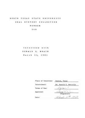Oral History Interview with Donald C. Brain, March 11, 1981