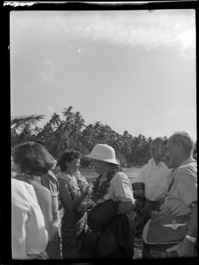 Welcoming reception for TEAL (Tasman Empire Airways Limited) passengers, Satapuala, Upolu, Samoa