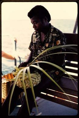 Making hats, Fiji, 1971