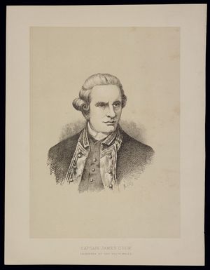 Holland, Nathaniel Dance (Sir), 1734-1811 :Captain James Cook / Discoverer of New South Wales. S S[?] lith. [1878]