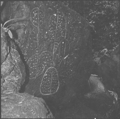 Rock carving, New Caledonia, approximately 1969 / Michael Terry