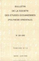 Bulletin de la Société des Études Océaniennes numéro 261-262