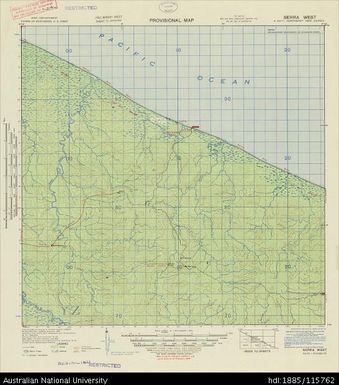Papua New Guinea, Northeast New Guinea, Serra West - overprint, Provisional map, Sheet A54/11, 1943, 1:63 360