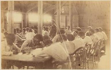 Boys Writing Class in Dining Hall, Norfolk Island