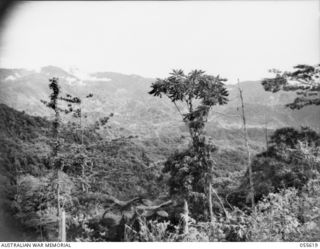 SALAMAUA, NEW GUINEA, 1943-08-09. THIS FORMS A PANORAMIC VIEW WITH TYPICAL MOUNTAINOUS TERRAIN. JOINS UP WITH ACCESSION NUMBER 055620