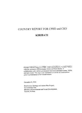 Country Report for CPBD and CBD - Kiribati