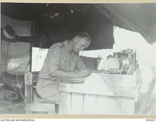 MILILAT, NEW GUINEA. 1944-10. MAJOR DENNIS, HQ 4 ARMOURED BRIGADE