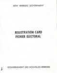 New Hebrides Government Electoral Registration Card