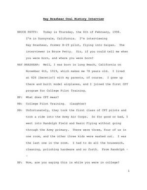 Oral History Interview with Ray Brashear, February 6, 1998