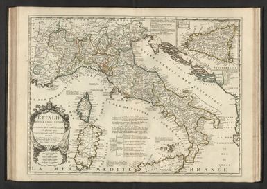 L'Italie divisée en ses estats tirée des Memoires du Sr. Cantel Geographe et de plusieurs autres. Corigée et augmentée par le Sr. Tillemont. A Paris, Chez J. B. Nolin sur le Quay de l’Horloge du Palais proche la Rüe de Harlay a l'Enseigne de la Place des Victoires. Avec Privilege du Roy.