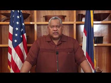 Saunoaga le Kovana sili afioga Lemanu P.S. Mauga Tulaga le Fa'ama'i Kovit-19