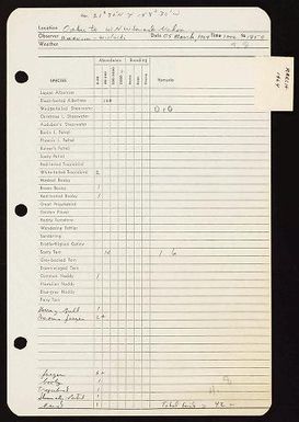 Leeward islands observation check-list, March 1964, B. Amerson and G. Wislocki-Planetree