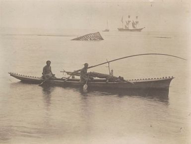 Canoe in the ocean. From the album: Photographs of Apia, Samoa