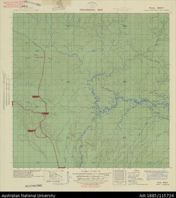 Papua New Guinea, Northeast New Guinea, Pual West - overprint, Provisional map, Sheet A54/11, 1943, 1:63 360