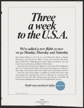 Three a week to the U.S.A.