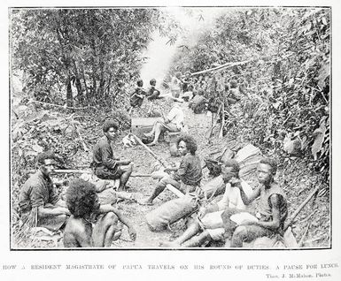 How a resident magistrate of Papua travels on his round of duties: a pause for lunch