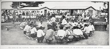 The dance of the Tahitians: troops from the French possession of Tahiti dancing at the Māori camp at Auckland last Sunday