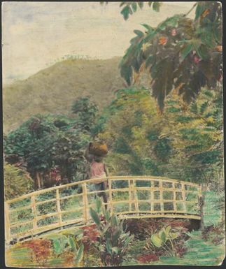 Chinese bridge in Chinnery's garden, Malaguna Road, Rabaul, New Guinea, ca. 1936 / Sarah Chinnery