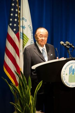 Asian American and Pacific Islanders (AAPI) Heritage event at HUD headquarters, with Hawaii Senator Daniel Inouye and Washington, D.C. television news anchor Eun Yang [among the guest speakers,] and Secretary Shaun Donovan and Deputy Secretary Ron Sims [among the HUD senior officials on hand]
