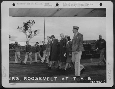 Mrs. Franklin D. Roosevelt Makes A Visit To The Tontouta Air Base On New Caledonia On 25 August 1943. 13Th Air Depot Group. (U.S. Air Force Number 71449AC)