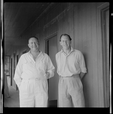 Messrs J Turner (Airport Manager) and T Pike ( Airport Controller), Nandi Airport, Fiji