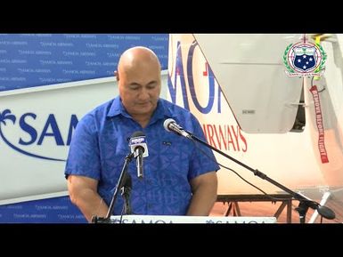 Hon. Tuala Iosefo Ponifasio ‘i le tatalaina ‘o le va’alele fou ‘a le Sāmoa Airways (14 Mati 2025)