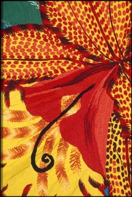 Tivaevae tataura, cattleya orchid pattern, by Parau Taruia (detail)