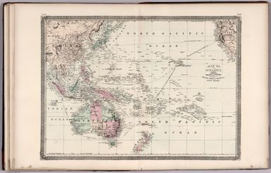 Map of Oceanica including Australia, Malaysia and Polynesia.