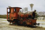 Northern Mariana Islands, old train engine in Sugar King Park on Saipan Island