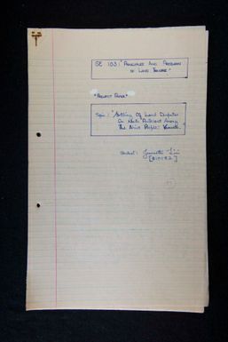 Settling of land disputes on north Pentecost among the Ahivo people: Vanuatu, by Jeanette Lini