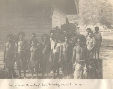Papuans at the wharf, Port Moresby, Papua New Guinea.
