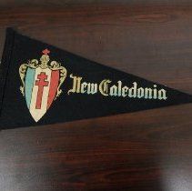 Black Pennant with New Caledonia and symbol with knight on it