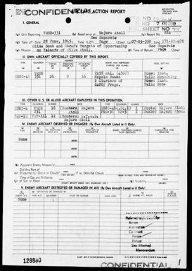 VMSB-331 - ACA Rep #224 - Bombing and strafing targets on islands of Mille Atoll, Marshall Islands on 6/28/45