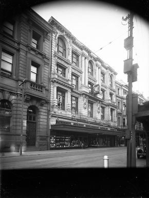 Facade and shop front of the building which housed Whitcombe & Tombs Limited, Lambton Quay, Wellington