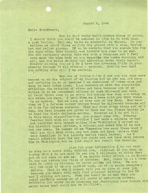 Letter from Sidney Jennings Legendre, August 9, 1943