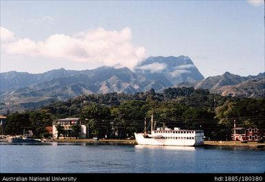 Tahiti - looking back at Papeete from launch to Moorea