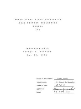 Oral History Interview with George J. Deckard, May 18, 1974