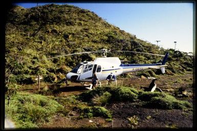 Helicopter at old refuge site, 1200 m