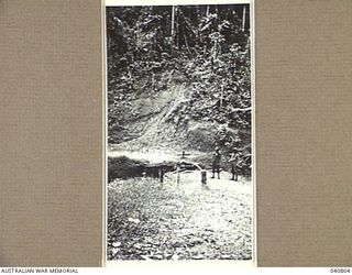 Ramu Valley, New Guinea. 1944-03. A view of a Japanese built road between Bogadjim and the Ramu Valley. The photograph was taken during a reconnaissance by Lieutenant Colonel R.B. Wood, Commanding ..