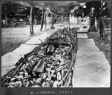 Photograph of a Samoan feast