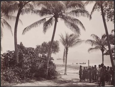 Villagers on the beach at Ara, Southern Cross in background, Banks Islands, 1906 / J.W. Beattie