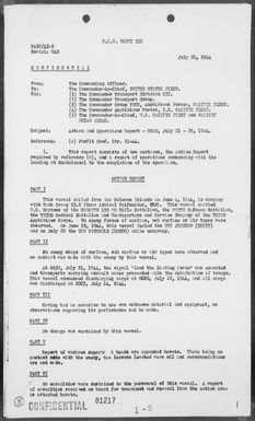 USS HARRY LEE - Report of Operations, Period 7/21-25/44 - Landings on Guam Island, Marianas